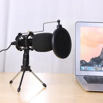 Par kondensatora Mikrofons USB mikrofonu komplekts Studijas mikrofons, locīšanas stand statīvu filtra sūklis, par PS4 spēle datoru YouTube