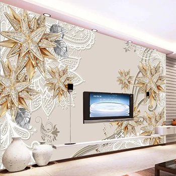 Pasūtījuma Sienas Tapetes Sienām Roll 3D Luksusa Anotācija Dimanta Ziedu TV Fona Wall Papers Mājas Dekors Dzīvojamā Istaba Guļamistaba
