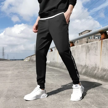 Pavasara Rudens Modes Melnas Treniņbikses Vīriešiem Streetwear Jogger Bikses Potītes Garuma Gadījuma Dziesmu Bikses Plus Lieluma 6XL 7XL 8XL
