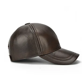 Pavasara īsta āda man ir beisbola cepure cepure vīriešiem ir īsts ādas sēdeklis šoferis braukšanas brūna snapback cepures cepures B108