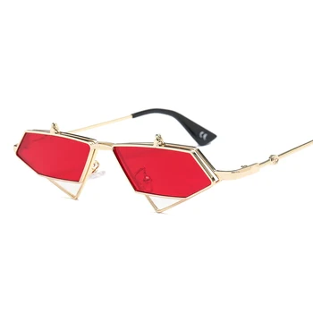 Peekaboo zelta steampunk flip up saulesbrilles vīriešiem vintage sarkanā metāla karkasa trijstūris, saules brilles sievietēm 2019 uv400