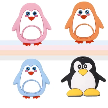 Pingvīns Teether Bērnu Silikona 5GAB Sakost Rotaļlietas DIY zīdaiņu mierinātāji Ķēdes Māsu Zīdaiņu Zobu Krelles BPA Free Kaklarota neatkarīgu BPA brīvs