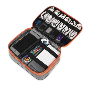 Portatīvās Elektroniskās ierīces Kabeļa Uzglabāšanas Soma Dubultā Slāņa Ceļojumu Gadījumā Organizators Gadget Bag somiņa iPad Organizēt Powe