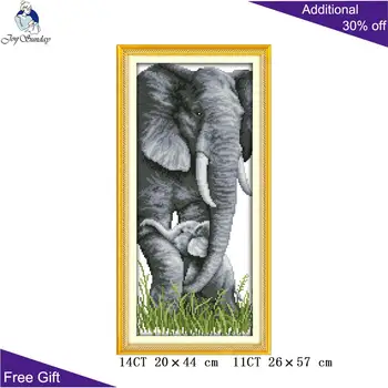 Prieks svētdiena Ziloņu Mājas Dekoru D540D548(1)D549(2)D713 Elephant King Zilonis Māte Un Dēls Ir Laimīgs Ģimenes Cross Stitch Komplekti