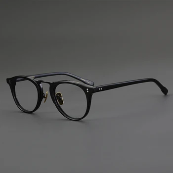 Roku Darbs Titāna Acetāts Brilles Rāmis Vīriešu, Sieviešu Retro Apli Apaļas Brilles Pārredzamu Optisko Tuvredzība Recepšu Brilles