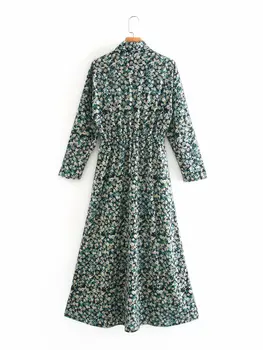 Rudenī, vasarā jaunu zaļu ziedu vintage ziemassvētku sexy zaraing stila za 2020. gadam sieviešu sheining vadiming puse kleita LKD9831