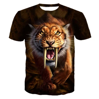 Rūkšana Saber zobiem Tiger Drukāt Modes T-krekls Vīriešu Ikdienas Īsās Piedurknes Tshirts EUR Izmērs