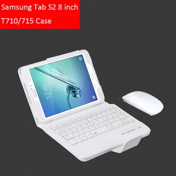 Samsung GALAXY Tab S2 8.0 T710 T715 Noņemams Bezvadu Bluetooth Klaviatūru Portfeļa Folio PU Ādas Gadījumā Vāciņu