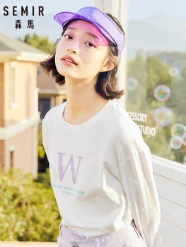 SEMIR garām piedurknēm T-krekls sievietēm 2020. gada pavasarī jaunu iespiesti šiks korejiešu versija tendence kokvilnas apakšā tshirt vienu apģērbi