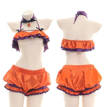 Sexy Disfraz Halloween Kostīmu Anime Drēbes Govs Cosplay par Sieviešu Lomu spēles Bikini Erotiska Ķirbju Gudrs Apakšveļa Kawaii Apģērbs