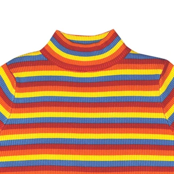 Sieviete Krāsaina Svītraina Blūze Plus Lieluma Colorblock Krekls Dalīts Ar Garām Piedurknēm Adīt Blūze Blūze Retro Rudens Ikdienas Topi 814