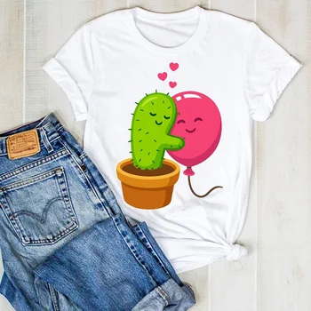Sievietēm Lady Augu Karikatūra Cute Vasaras Modes Kaktuss Dāmas T Tee Tshirt Sieviešu Sieviešu Krekls Top Drēbes Grafiskais Apģērbs T-kreklu apdruka