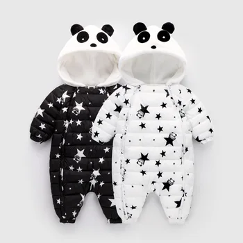 Silts Zīdaiņu Zēni Meitenes Drēbes 2018. Gada Ziemas Panda Romper 0-2yrs Zīdaiņu Dzīvnieku Kostīmi Augstas Kvalitātes Modes Jaundzimušo Jumpsuit