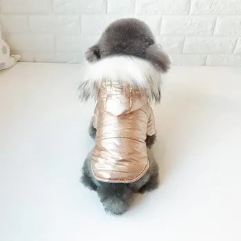 Siltā Suņu Apģērbi Ziemas Suņu Kažokādas Apkakle Mētelis Kapuci Dūnu Jaka Kucēns Tērpiem Chihuahua Yorkie Suņu Drēbes, Apģērbs Mājdzīvniekiem