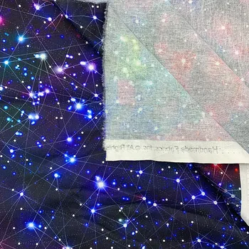 Skaisti Digitālā Drukāšana Melnā grunts zvaigžņotām debesīm modelis Kokvilnas Auduma Šūšanas Materiālu Bērni Auduma Diy Krekls Apģērbi
