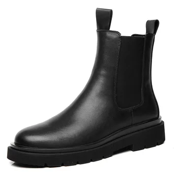 Slavenu zīmolu vīriešu modes chelsea zābakiem melnas platformas kurpes īstas ādas boot kovboju potītes botas masculinas botines hombre