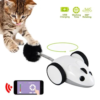 Smart Pet Cat Rotaļu Pele Bluetooth App Tālvadības Elektronisko Interaktīvo Pelēm Teaser Rotaļlietas Traks Kaķēns Jouet Čats Usb Uzlāde