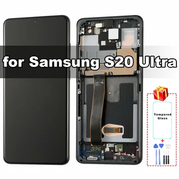 Sākotnējā AMOLED Samsung Galaxy S20 Ultra G988 LCD Displejs ar Touch Digitizer un Karkasa Montāža Nomaiņa Pārbaudīta