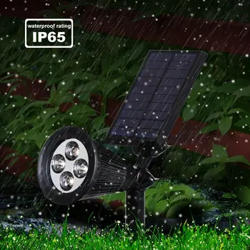 T-SAULES 2 Pack Saules Spotlgiht IP65 Waterproof 4 LED Āra Prožektors Gaismas Ainavu Gaismas ar Regulējamu Pagalmā Dārza Silti Balta