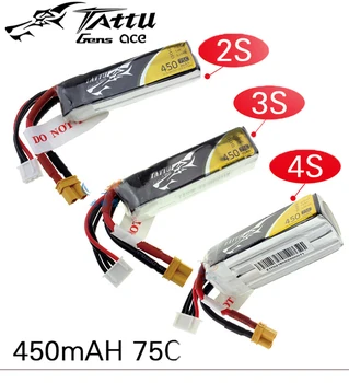 TATTU LiPo Akumulatoru 450mAh 75C 2S 7.4 V 3S 11.1 V 4S 14.8 V, ar XT30 Plug Battey par RC FPV Sacīkšu Dūkoņa Quadcopter Rotaļlietas