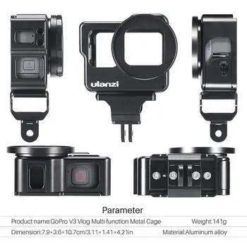 ULANZI V3 Vlog Metāla Aizsardzības Būrī Gadījumā Gopro Hero 7 6 5 Action Sportu Kameras Vlogging Gadījumā ar 52MM Objektīva Filtru Aukstā Kurpes