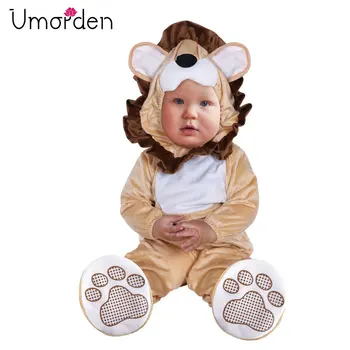 Umorden Halloween Karnevāla Tērpi Toddler Jaundzimušo Bērnu un Dzīvnieku Lauvas Kostīms Cosplay Baby Meitene Zēns Masku Jumpsuit