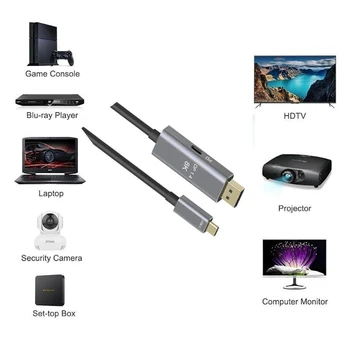 USB-C Displayport Cable 8K@60HZ 4K@144HZ Tipa C 3.1, lai DP 1. 4 Adapteri Pd Ātru Lādētāju Macpro HUD Displeja, 1M