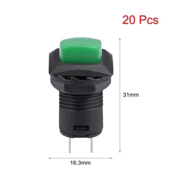 UXCELL 20pcs Slēdži 12mm Iekārtas Plastmasas Mini Kārtas Push Pogu, Ieslēdziet Zaļo SPST Nomally Atvērt Elektrisko Iekārtu Piegādes
