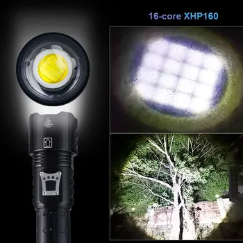 Uzlādējams LED Taktiskais Lukturītis Zoomable Ūdensizturīgs Lāpu, Laternu Kempings Spēcīgs gaismas XHP100 XHP90 XHP120 XHP160