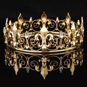Vairumtirdzniecības gredzeni, zelta balli piederumi karalis mens vainaga kārtas royal zelta headpiece ar dimantiem
