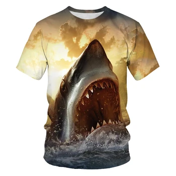 Vasaras modes vīriešu T-krekls 3D dzīvnieku print gadījuma T-krekls sīva vīriešu apģērbu Āzijas izmēri S-6XL vīriešu T-krekls