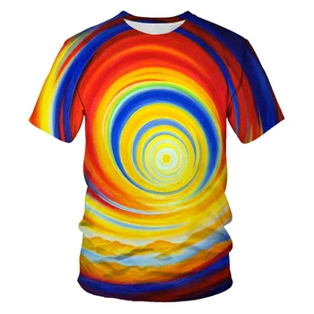 Vasaras trīsdimensiju 3D vortex T-krekls Vīriešu un Sieviešu Modes 3D T Krekls ar Īsām Piedurknēm Harajuku Hip Hop Gudrs Tshirt