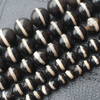 Vintage Tibetas Black oneline modelis Dzi Agate 6-14mm Apaļas pērles nozīmē ,ka, Rotaslietu izgatavošana, var sajauc vairumtirdzniecības!