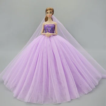 Violeta Sequin Modes Lelle Drēbes Barbie Doll Kleitas, Vakara Kleitas Barbie Lelles Tērpiem 1/6 Lelle Piederumi Bērnu Rotaļlietas