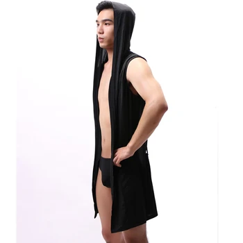 Vīriešiem Gadījuma Peldmētelis Kimono Ilgi Drēbes Mīkstas Piedurknēm Sleepwear Naktskrekls Kapuci Peldēšanās Tērpu Vīriešu Naktsveļu Plus Lieluma Pidžamas