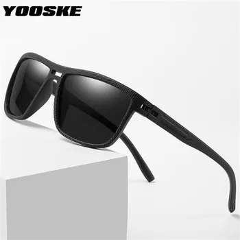 YOOSKE Vintage Polarizētās Saulesbrilles, Vīriešu Dubultās staru Pavasara kāju Black Braukšanas Saules Brilles Vīriešu Slavenu Zīmolu Retro Brilles UV400