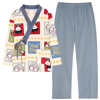 YRRFUOT 2020 Rudens Ziemas Kokvilnas Pidžamas Sieviešu garām piedurknēm, Garās Homewear Uzvalks Japāņu Kimono Cute Karikatūra Meitenes Pidžamas