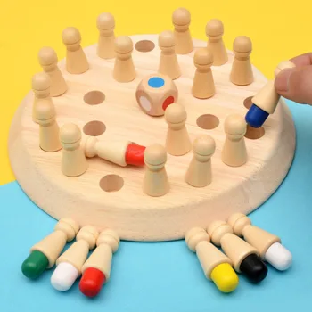Ģimenes Bērnu Puses Spēle Koka Atmiņas Spēles Šaha Spēle, Jautri, Celtniecības Bloki, galda Spēle Bērniem Izglītības Krāsu Izziņas Ab