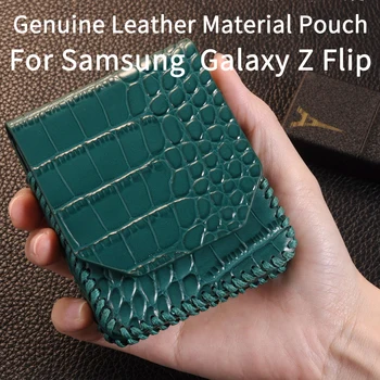 Īstas Ādas Samsung Galaxy Z Flip Case Maisiņš Aizsardzības Maisiņš Motorola Razr 5G Gadījumā Kabata Piederumu Soma SM-F700F Gadījumā