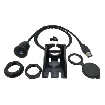 Ūdensizturīgs Flush Mount USB Dock Adapteri Paneļa Pan USB 3.0 Portu un Sieviešu un Vīriešu Pagarinājuma Kabelis, Auto, Motocikla
