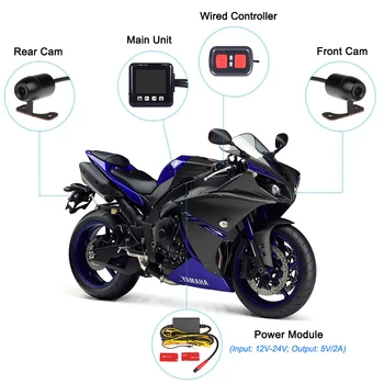 Ūdensizturīgs Motociklu DVR wifi Moto Dash Cam 1080P Full HD sony 323 motociklu dual view kameras 2