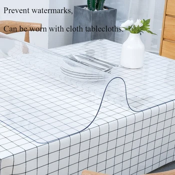 Ūdensizturīgs PVC galdautu Oilproof Pārredzamu Galdauts, Galda Segums Mat Virtuves Eļļa, Mīksta auduma, Taisnstūra formas Audums