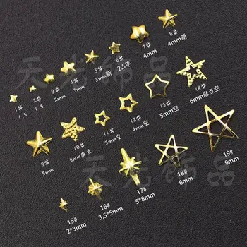 1000pcs/Iepak Zvaigžņu Dobi 3D Izliektas Stick Padoms Nail Art Rotājumi Piederumu, Metāla Kniežu Stud rotaslietas Japāņu Stila Nail Charm