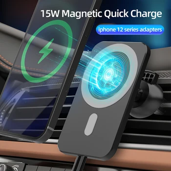 15W Magnētisko Auto Bezvadu Lādētāju Mount iPhone 12 Pro Max MagSafe Ātra Uzlāde Bezvadu Lādētājs iPhone 12 Sērijas