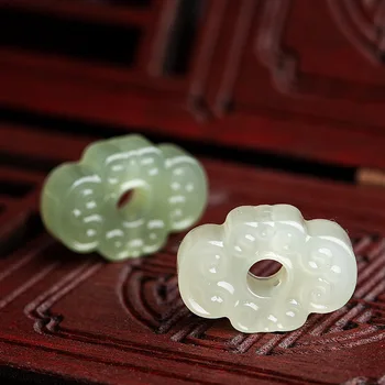 1PC Dabas Zaļā Nefrīta Ķīnas Kulons Krelles Šarmu Rotaslietas Auspicious Mākonis Cirsts Amuletu Dāvanas DIY Aproce Pieņemšanas