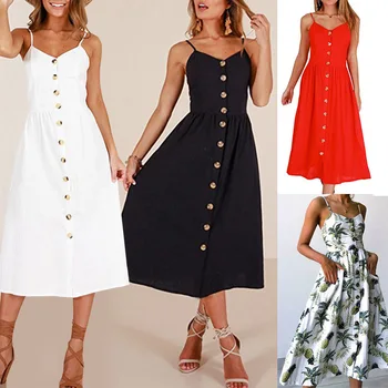 2019 Jaunā Sieviešu Drukāt Ziedu Svītru Gara kleita Sexy V-Neck Sleevele Pogu Beach Gadījuma Boho Midi Kleita Plus Izmērs 3XL vestidos