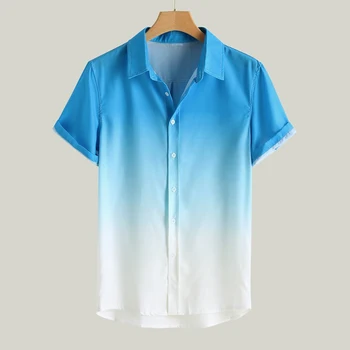 2020 Jaunu Stilīgu Vīriešu krekli camisa Slīpums Zaudēt Vīriešu krekls blusa masculina Ikdienas Īsās Piedurknes Savukārt Apkakle krekls vīriešiem
