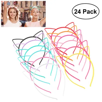 24pcs Kaķis, Auss, Galvas 0,6 cm ABS Plastmasas Matu Stīpas Headpiece Partiju Ikdienas Frizūra Apdare (12-Krāsu) Sievietēm, Bērniem,