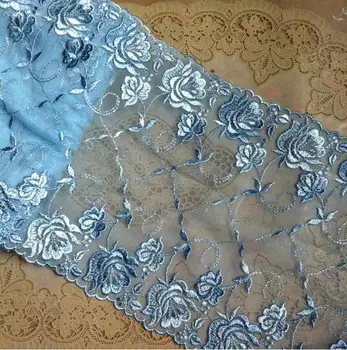 3 Metri Gaiši Zila, Gaiši Kvalitātes Izšūti Ziedu Mežģīnes Apdari Divpusējās Mežģīņu Auduma DIY Amatniecības Kleitu Šūšana Apģērbu Aksesuāri