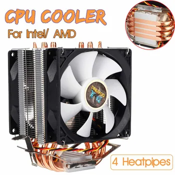 3 Pin, 4 Heatpipes CPU Dzesētājs, Dzesēšanas Ventilators, Radiators, Kluss Dual Fan Cooler Heatsink Intel LGA 1150/1151/1155/1156/1366/775 AMD
